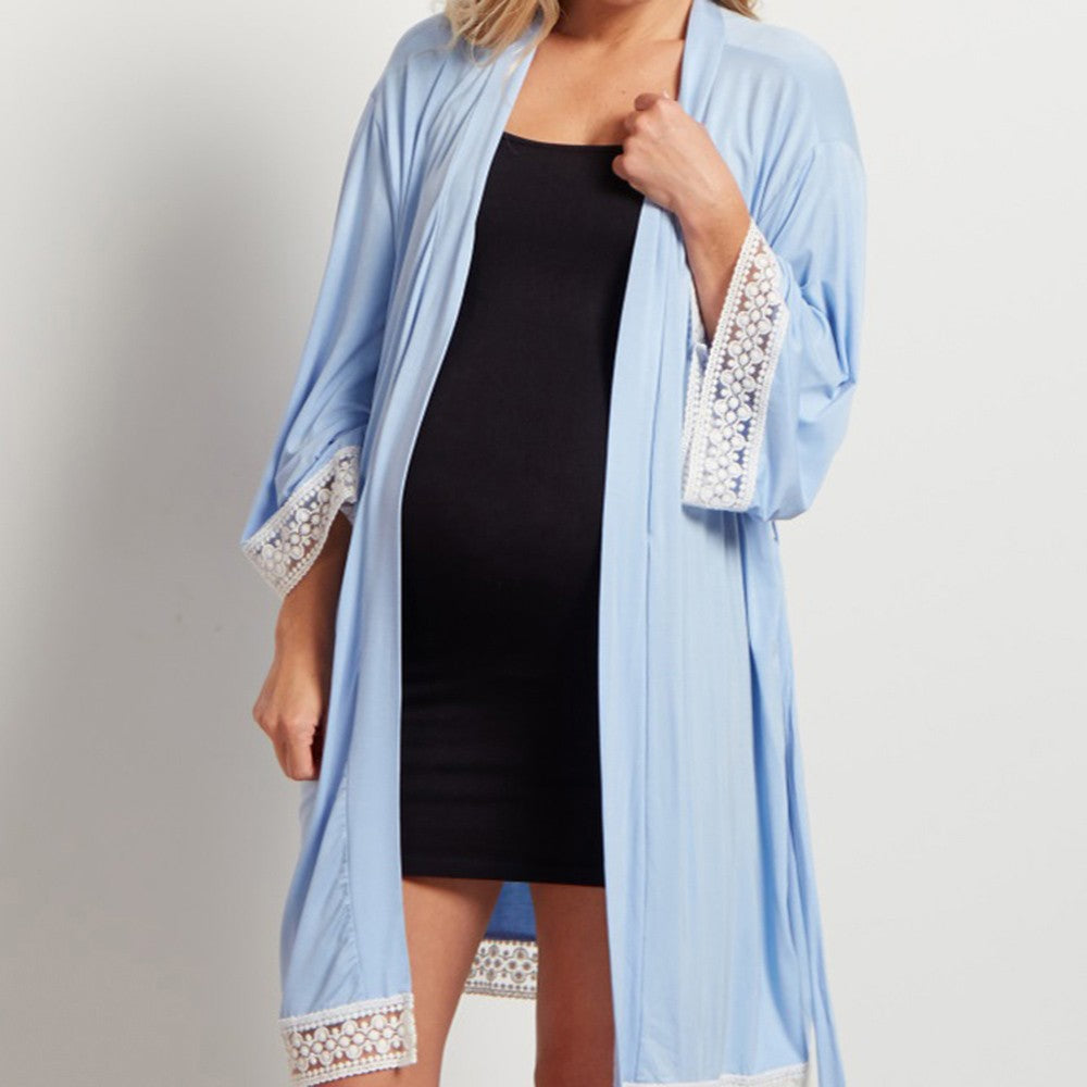 Maternity Lace Trim Pajamas with Nursing Nightgown